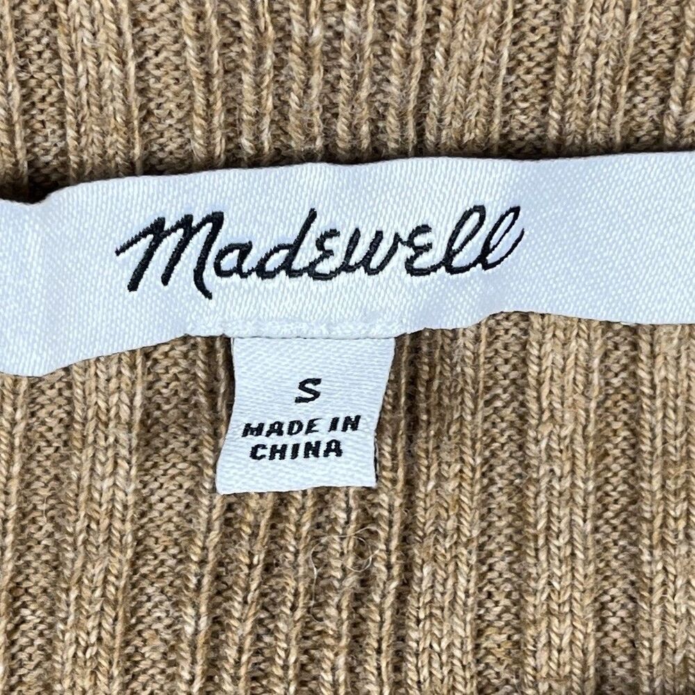 Madewell Ribbed Alpaca Blend Mock Neck Sweater Camel Brown Stretch Size S - Picture 3 of 11
